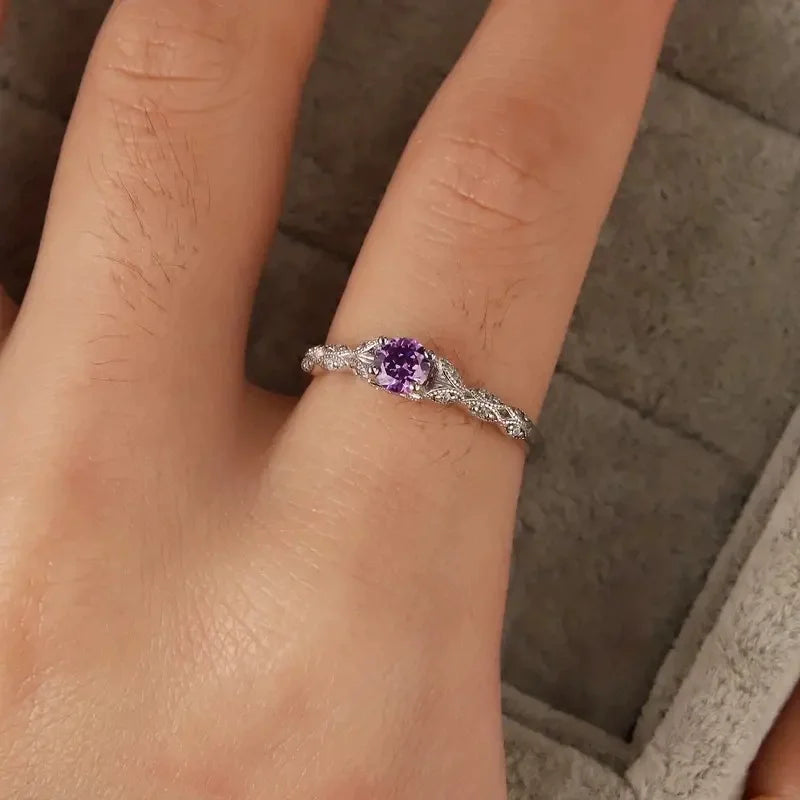 Light Luxury Amethyst Zirconia Women’s Ring